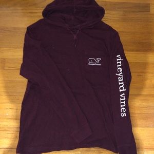 Maroon Hooded Long sleeve T-shirt